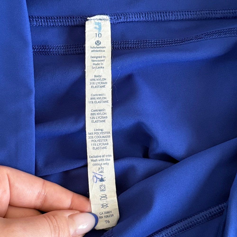 Lululemon Blue Mesh Ribbed Panel High Rise Leggings Size 10 - Picture 3 of 8